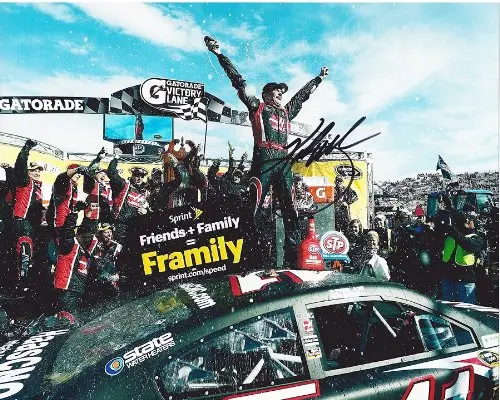 Autographed 2014 Kurt Busch #41 Martinsville Victory Lane (Stewart-Haas Racing) 8X10 Signed Nascar Photo W/Coa 1
