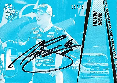 Autographed Trevor Bayne 2014 Press Pass Racing (#6 Roush Team) Blue Parallel Insert Signed Collectible Nascar Trading Card With Coa (#15 Of 35 Produced) 1