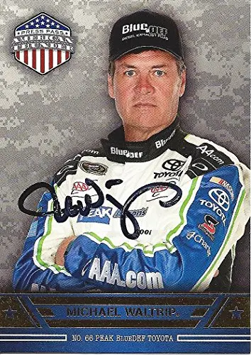 Autographed Michael Waltrip 2014 Wheels American Thunder (#66 Peak Bluedef Toyota Racing) Signed Collectible Nascar Trading Card With Coa 1