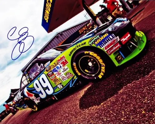 Autographed 2010 Carl Edwards #99 Aflac Racing (Pre-Race Qualifying) Signed Nascar 8X10 Glossy Photo With Coa 1