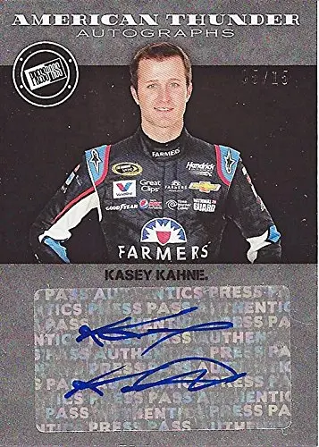 Autographed Kasey Kahne 2014 Press Pass American Thunder Autographs (#5 Farmers) Signed Collectible Nascar Trading Card With Coa (#05 Of Only 15 Ever Produced-Matching Door Number!) 1