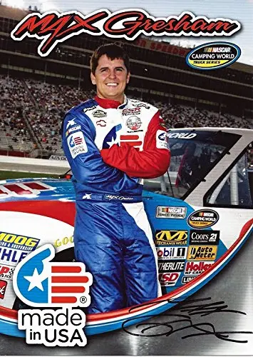 Autographed Max Gresham (Camping World Truck Series) Made In Usa Signed Picture 4X6 Nascar Hero Card With Coa 1