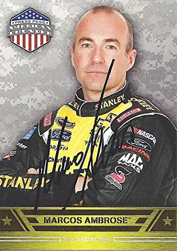 Autographed Marcos Ambrose 2014 Wheels American Thunder (#9 Stanley Racing Team) Petty Motorsports Signed Collectible Nascar Trading Card With Coa 1