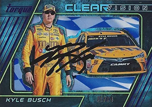 Autographed Kyle Busch 2016 Panini Torque Racing Clear Vision (#18 M&M Driver) Joe Gibbs Team Insert Signed Collectible Nascar Trading Card #71/99 With Coa 1