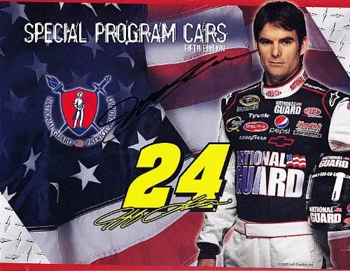 Autographed 2009 Jeff Gordon #24 National Guard Special Program Cars 9X11 Nascar Signed Hero Card 1