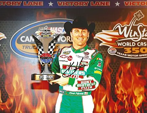 Autographed 2011 Kevin Harvick #2 Hunt Brothers Pizza Texas Race Win (Camping World Truck Series) Victory Lane Trophy Signed Collectible Picture Nascar 9X11 Inch Glossy Photo With Coa 1
