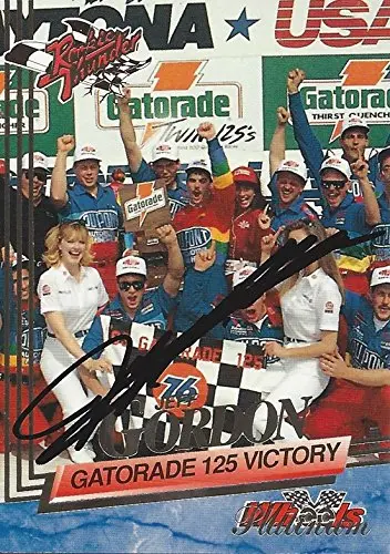 Autographed Jeff Gordon 1993 Wheels Racing Rookie Thunder (Daytona Gatorade 125 Victory) #24 Dupont Rainbow Team (Winston Cup Series) Vintage Signed Nascar Collectible Trading Card With Coa 1