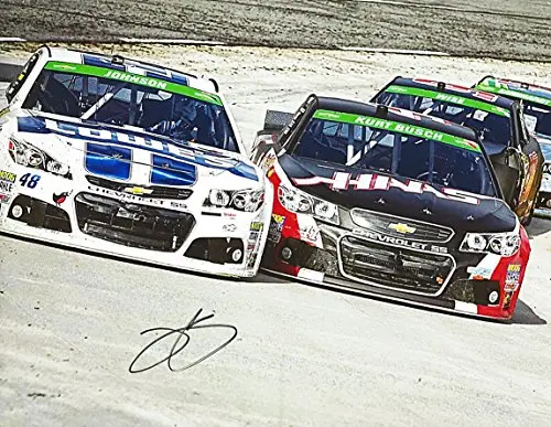 Autographed 2014 Jimmie Johnson #48 Lowe's Racing (White Edition) Sprint Cup Series On-Track Signed 9X11 Nascar Glossy Photo With Coa 1