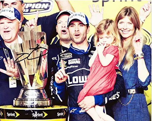 Autographed 2013 Jimmie Johnson #48 Lowe's Racing 6X Champion (Family Pose) Signed 8X10 Nascar Glossy Photo W/Coa 1