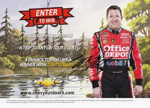 Autographed 2012 Tony Stewart #14 Office Depot Racing Chevy Promo 5X7 Nascar Signed Hero Card W/Coa 1