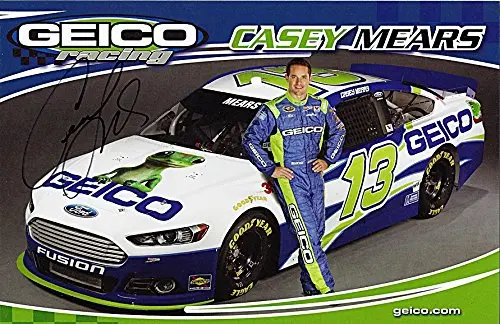 Autographed 2013 Casey Mears #13 Geico Racing Team (Sprint Cup Series) Signed Picture 5X7 Nascar Hero Card With Coa 1