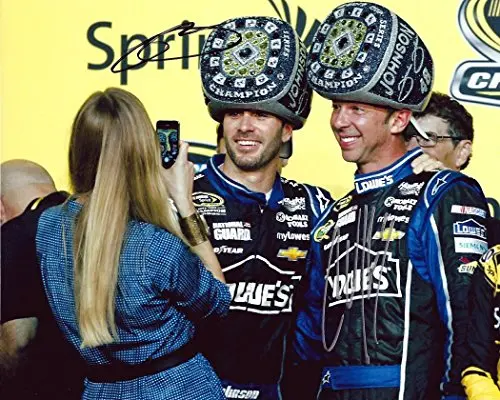 2X Autographed 2013 Jimmie Johnson & Chad Knaus #48 6X Champion (Victory Lane) Signed 8X10 Nascar Glossy Photo With Coa 1