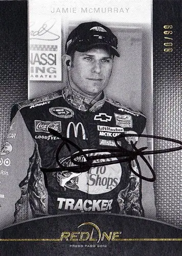 Autographed Jamie Mcmurray 2012 Press Pass Redline B&W Gold Parallel (#1 Bass Pro Shop) Nascar Signed Trading Card #80/99 W/Coa 1