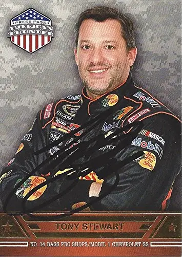 Autographed Tony Stewart 2014 Press Pass American Thunder Racing (#14 Bass Pro Shops Chevy Impala) Sprint Cup Series Signed Collectible Nascar Trading Card With Coa 1