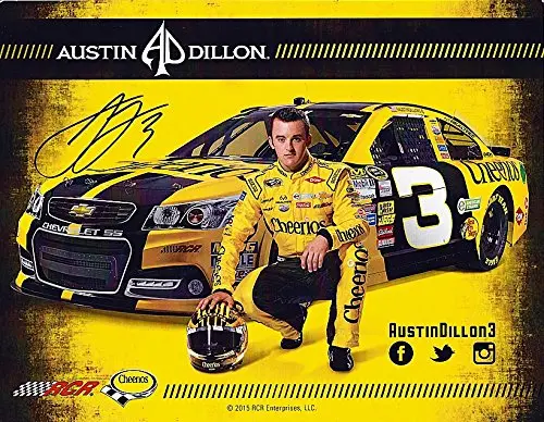Autographed 2015 Austin Dillon #3 Cheerios Racing Team (Childress) Sprint Cup Series 9X11 Signed Picture Nascar Hero Card With Coa 1