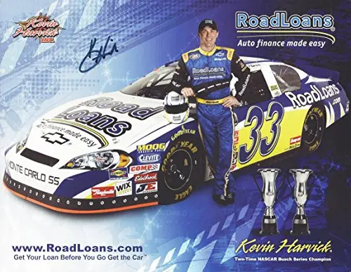 Autographed 2008 Kevin Harvick #33 Road Loans Racing 2X Nascar Busch Series Champion (Harvick Inc.) Khi Signed Picture 9X11 Inch Nascar Hero Card Photo With Coa 1