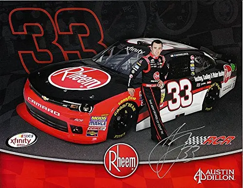 Autographed 2015 Austin Dillon #33 Rheem Racing (Childress) Xfinity Series 9X11 Signed Nascar Hero Card Photo With Coa 1