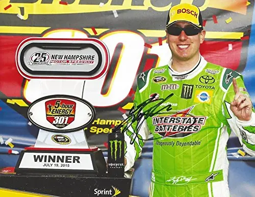 Autographed 2015 Kyle Busch #18 Interstate Batteries Racing New Hampshire Race Win (Victory Lane Trophy) Gibbs Team Signed Collectible Picture Nascar 9X11 Inch Glossy Photo With Coa 1