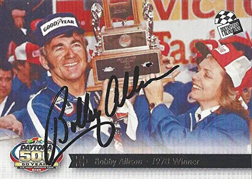Autographed Bobby Allison 2013 Press Pass Total Memorabilia 2012 Hall Of Fame Inductee Signed Collectible Nascar Insert Trading Card With Coa (#Hi 7/25) 1