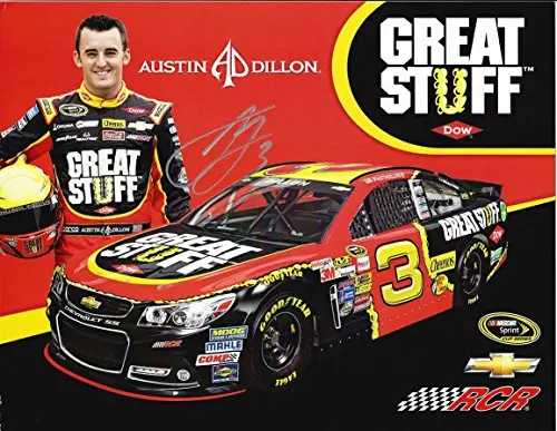 Autographed 2014 Austin Dillon #3 Dow Great Stuff (Childress Racing) Sprint Cup Series Signed 9X11 Nascar Photo Hero Card With Coa 1