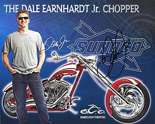 Autographed 2007 Dale Earnhardt Jr. #8 Budweiser Racing Orange County Choppers Rare Signed Picture 8X10 Nascar Hero Card With Coa 1