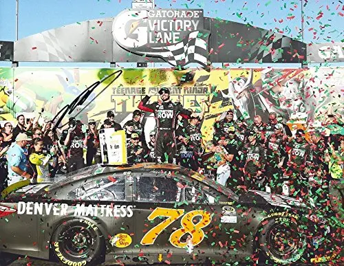 Autographed 2016 Martin Truex Jr. #78 Furniture Row Racing Chicagoland Race Win (Teenage Mutant Ninja Turtles) Victory Lane Signed Collectible Picture Nascar 9X11 Inch Glossy Photo With Coa 1