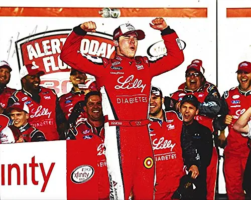 Autographed 2015 Ryan Reed #16 Lilly Racing Drive To Stop Diabetes Daytona Win (Victory Lane) Xfinity Series Signed 8X10 Nascar Glossy Picture Photo With Coa 1