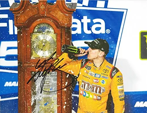 Autographed 2017 Kyle Busch #18 M&Ms Halloween Martinsville Race Win (Grandfather Clock) Monster Energy Cup Series Signed Collectible Picture Nascar 9X11 Inch Glossy Photo With Coa 1