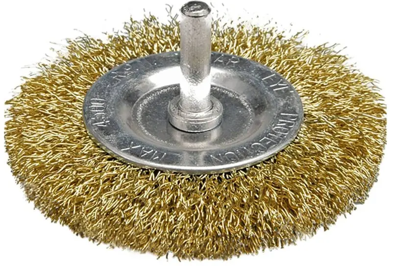 Cepillo Circular Latonado Con Espiga 1/4" X 3" | Vorel 1