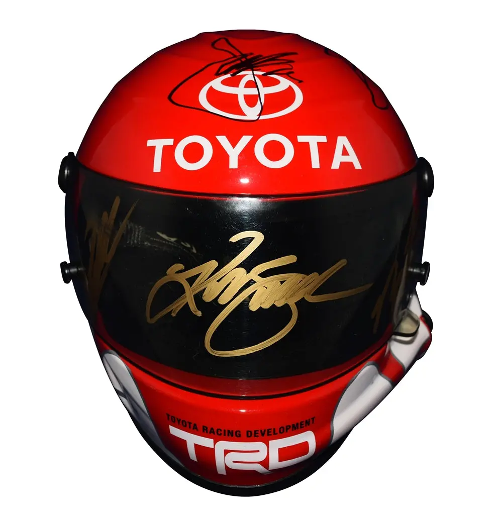 8X Autographed 2022 Toyota Racing Daytona 1/3 Scale Nascar Mini Helmet With Coa (Signed By:  Cbell, Kurt Busch, Ty Gibbs, Natalie Decker, Joe Gibbs, Brandon Jones, Ryan Truex & More!) 2