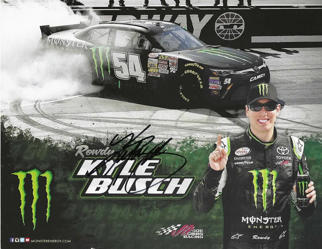 Autographed 2014 Kyle Busch #54 Monster Racing Rowdy Official Hero Card (Xfinity Series) Signed Nascar Collectible Picture 9X11 Inch Photo With Coa 1