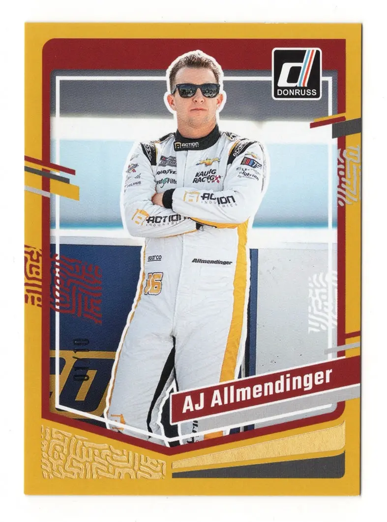 Aj Allmendinger 2024 Donruss Racing Rare Gold Insert Rare Nascar Collectible Insert Trading Card #01/10 (Only 10 Made) 1