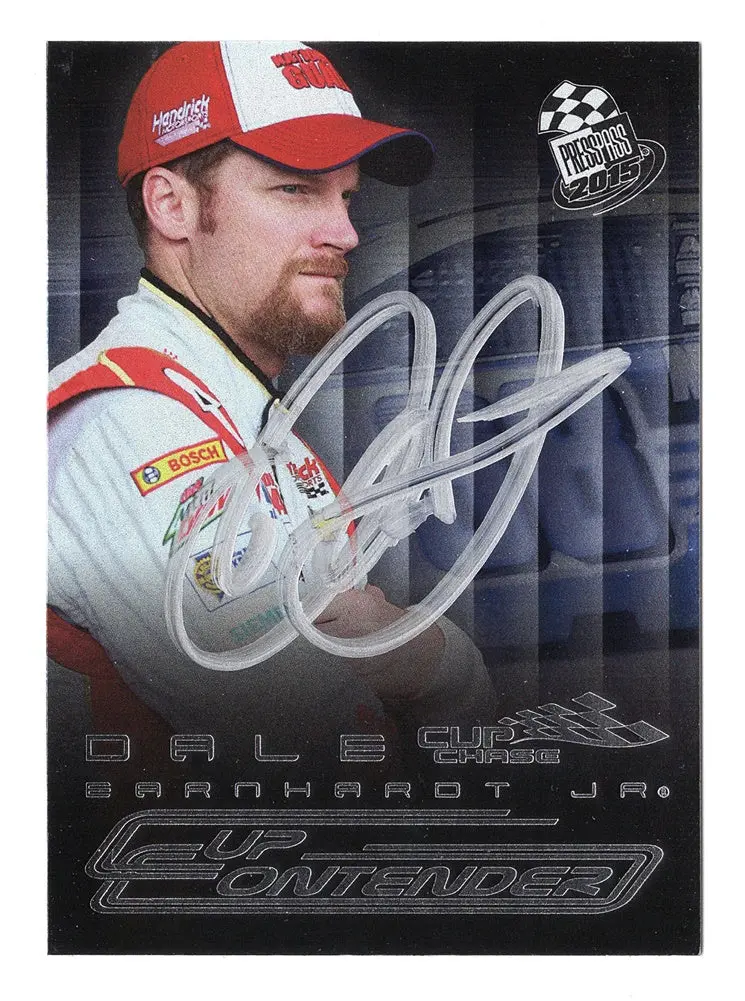 Autographed Dale Earnhardt Jr. 2015 Press Pass Racing Cup Chase Edition (Cup Contender) Rare Final Year Press Pass Signed Nascar Collectible Trading Card With Coa 1