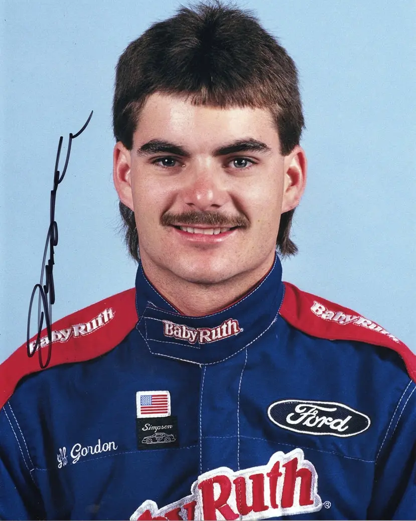 Autographed 1992 Jeff Gordon #1 Vintage Baby Ruth Car (Media Day Photo Shoot) Vintage Signed 8X10 Inch Picture Nascar Glossy Photo With Coa 1