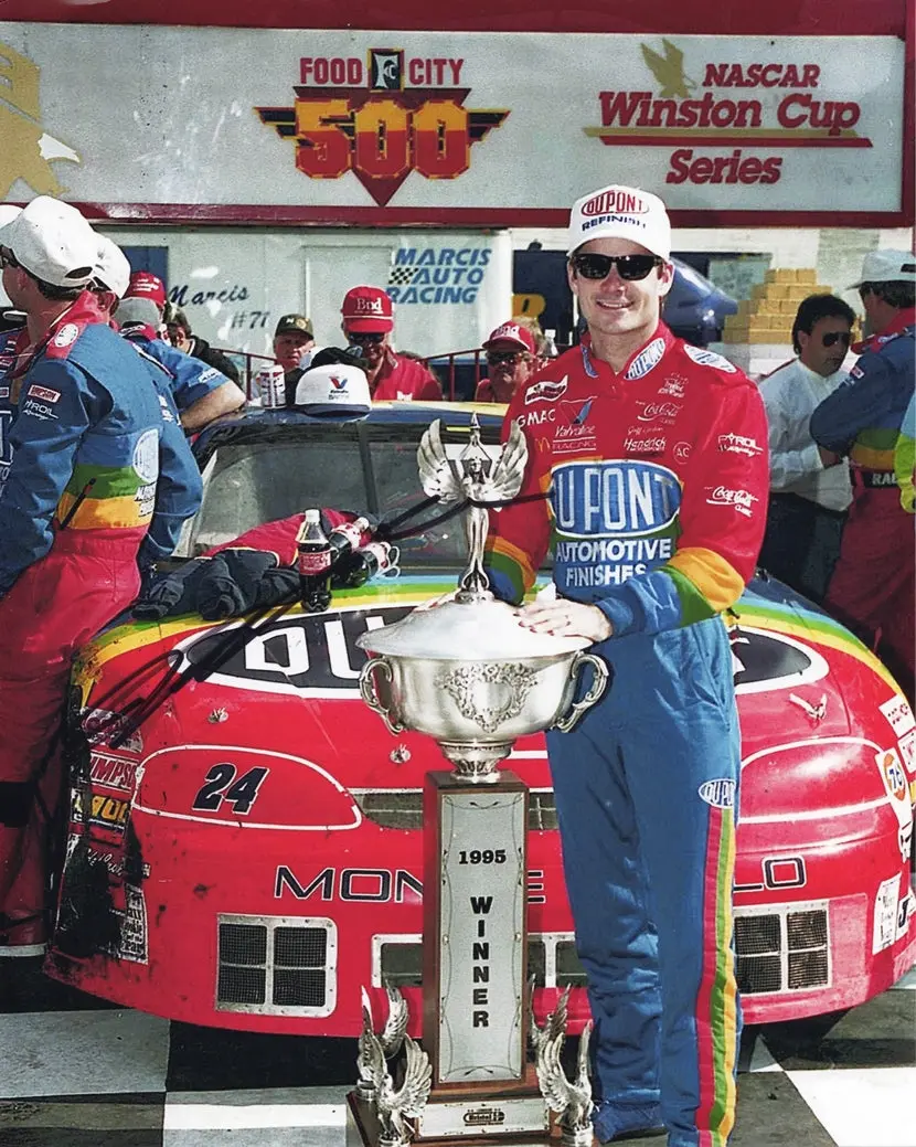 Autographed 1995 Jeff Gordon #24 Dupont Racing Bristol Race Win (Food City 500 Trophy) Vintage Signed 8X10 Inch Picture Nascar Glossy Photo With Coa 1