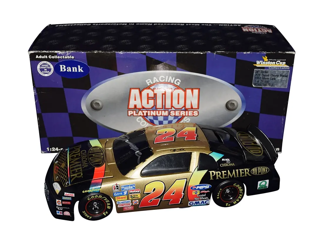 Autographed 1997 Jeff Gordon #24 Dupont Racing Chroma Premier (Black Window Bank) Vintage Signed Action 1/24 Scale Nascar Diecast Car With Coa 1