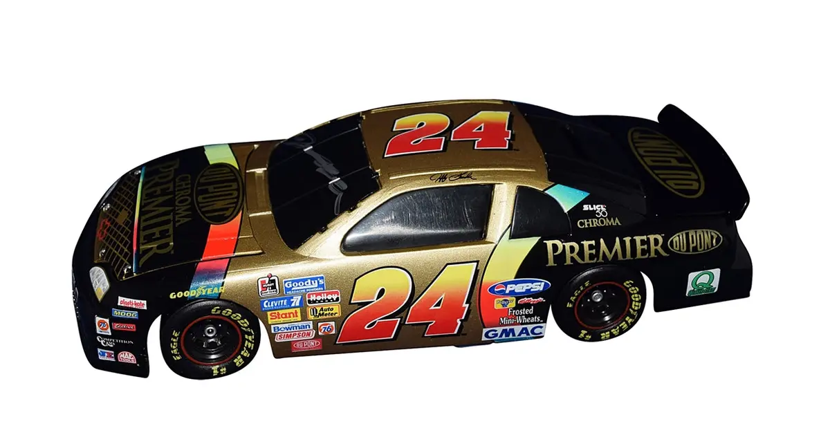 Autographed 1997 Jeff Gordon #24 Dupont Racing Chroma Premier (Black Window Bank) Vintage Signed Action 1/24 Scale Nascar Diecast Car With Coa 2