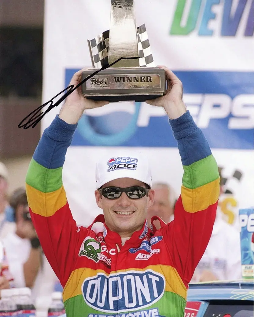 Autographed 1998 Jeff Gordon #24 Dupont Racing Daytona Race Win (Victory Lane Trophy) Signed 8X10 Inch Picture Nascar Glossy Photo With Coa 1