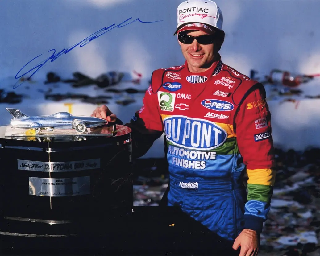 Autographed 1999 Jeff Gordon #24 Dupont Racing Daytona 500 Race Win (Victory Lane Trophy) Signed 8X10 Inch Picture Nascar Glossy Photo With Coa 1