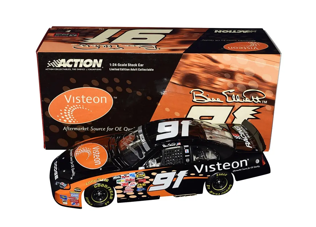 Autographed 2004 Bill Elliott #91 Visteon Racing Brickyard 400 Car (Nextel Cup Series) Signed 1/24 Scale Nascar Diecast Car With Coa (1 Of Only 2,400 Produced) 1