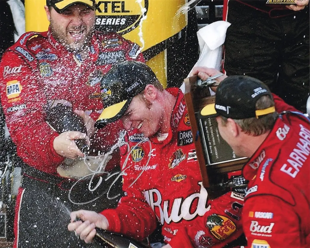 Autographed 2004 Dale Earnhardt Jr. #8 Budweiser Racing Daytona 500 Race Win (Victory Celebration) Signed 8X10 Inch Picture Nascar Glossy Photo With Coa 1