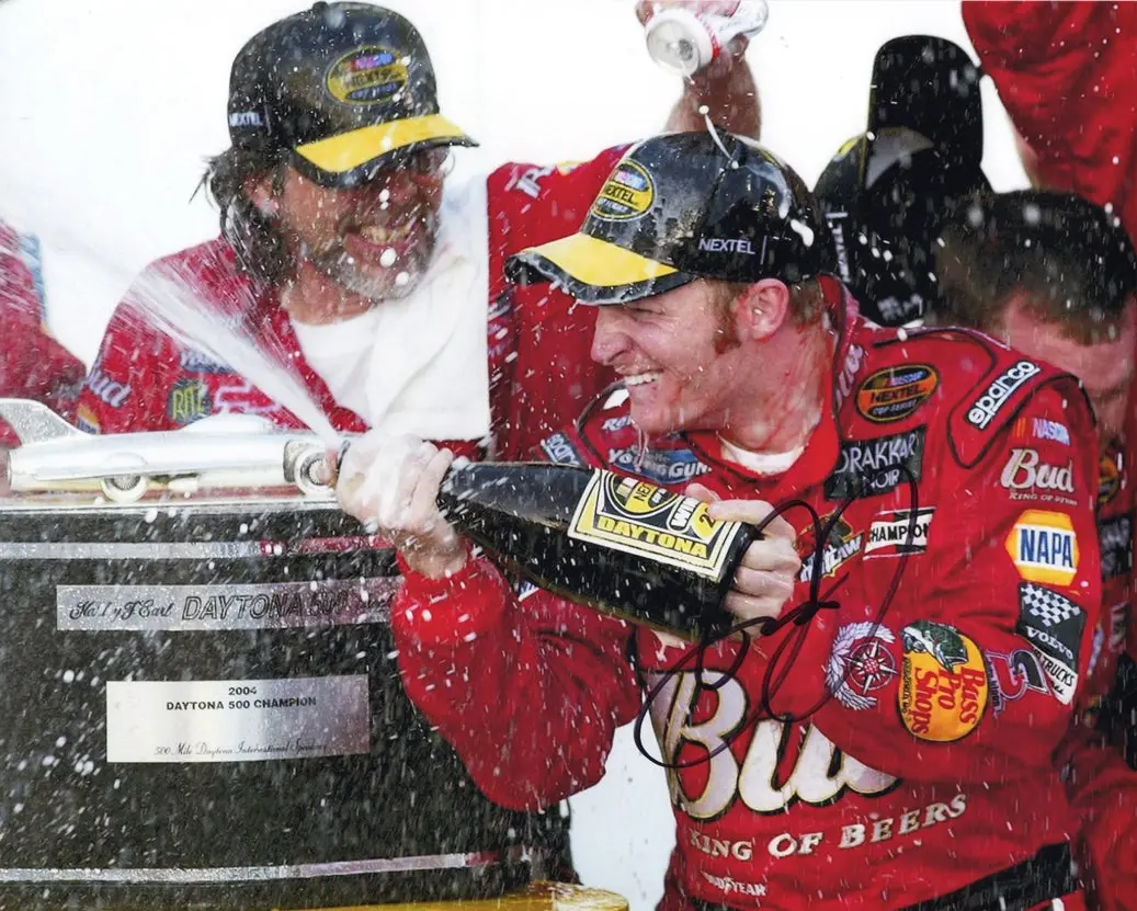 Autographed 2004 Dale Earnhardt Jr. #8 Budweiser Racing Daytona 500 Race Win (Victory Champagne) Signed 8X10 Inch Picture Nascar Glossy Photo With Coa 1