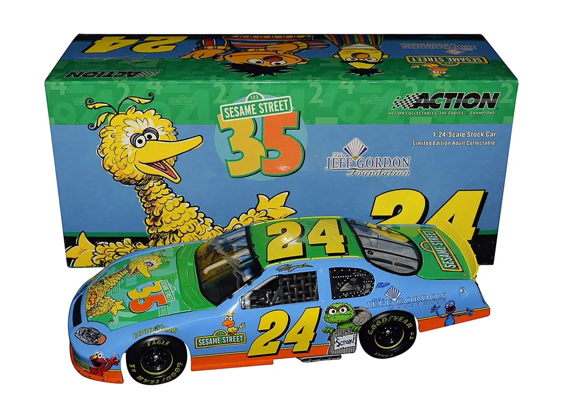 Autographed 2004 Jeff Gordon #24 Foundation Big Bird (Sesame Street) Sam Bass Design Signed Action 1/24 Scale Nascar Diecast Car With Coa (1 Of Only 9,612 Produced) 1