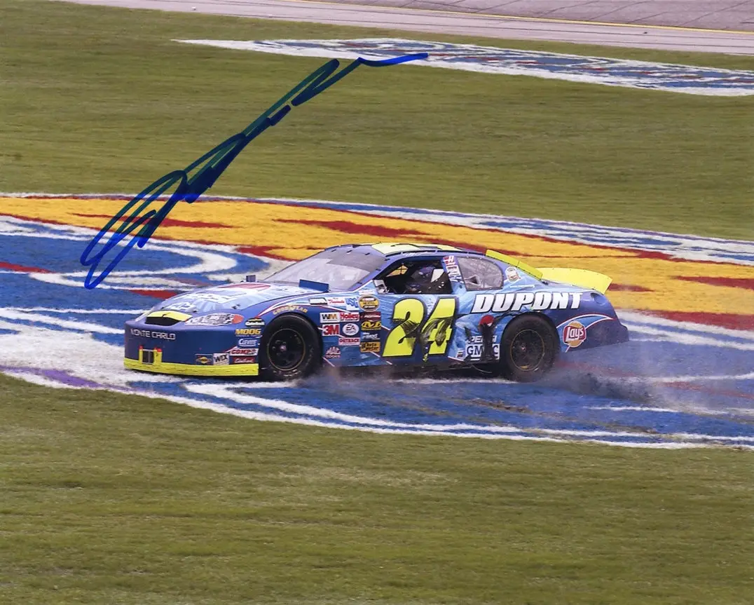 Autographed 2004 Jeff Gordon #24 Pepsi Shards Racing Talladega Race Win (Victory Celebration) Vintage Signed 8X10 Inch Picture Nascar Glossy Photo With Coa 1