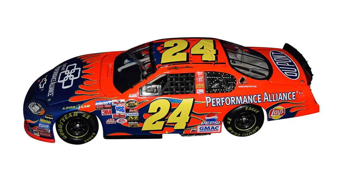 Autographed 2005 Jeff Gordon #24 Dupont Blue Flames Performance Alliance Signed Action 1/24 Scale Diecast Car With Coa (1 Of Only 10,020 Produced) 2