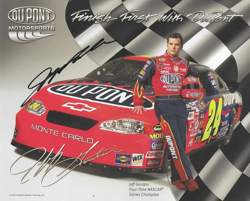 Autographed 2005 Jeff Gordon #24 Dupont Racing 4X Winston Cup Champion (Hendrick Motorsports) Signed Collectible Picture 8X10 Inch Nascar Hero Card Photo With Coa 1