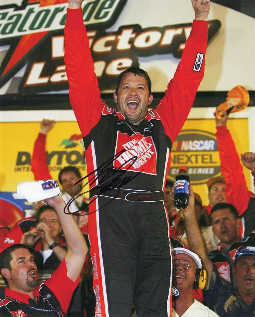 Autographed 2005 Tony Stewart #20 Home Depot Racing Daytona Race Win (Victory Lane Celebration) Vintage Signed 8X10 Inch Picture Nascar Glossy Photo With Coa 1