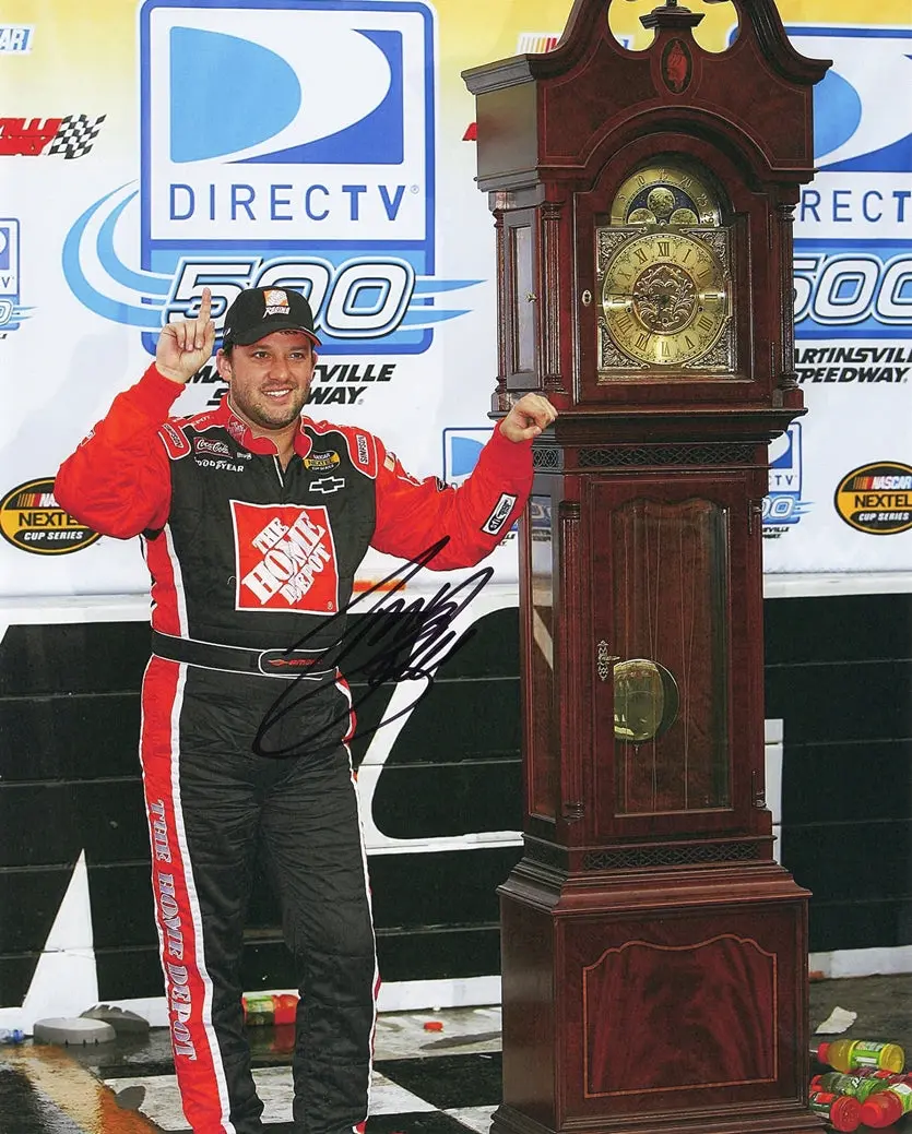 Autographed 2006 Tony Stewart #20 Home Depot Racing Martinsville Win (Victory Lane Grandfather Clock) Signed 8X10 Inch Picture Nascar Glossy Photo With Coa 1