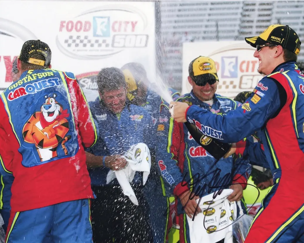 Autographed 2007 Kyle Busch #5 Carquest Racing Bristol Race Win (Food City 500 Victory Lane Celebration) Signed 8X10 Inch Picture Nascar Glossy Photo With Coa 1