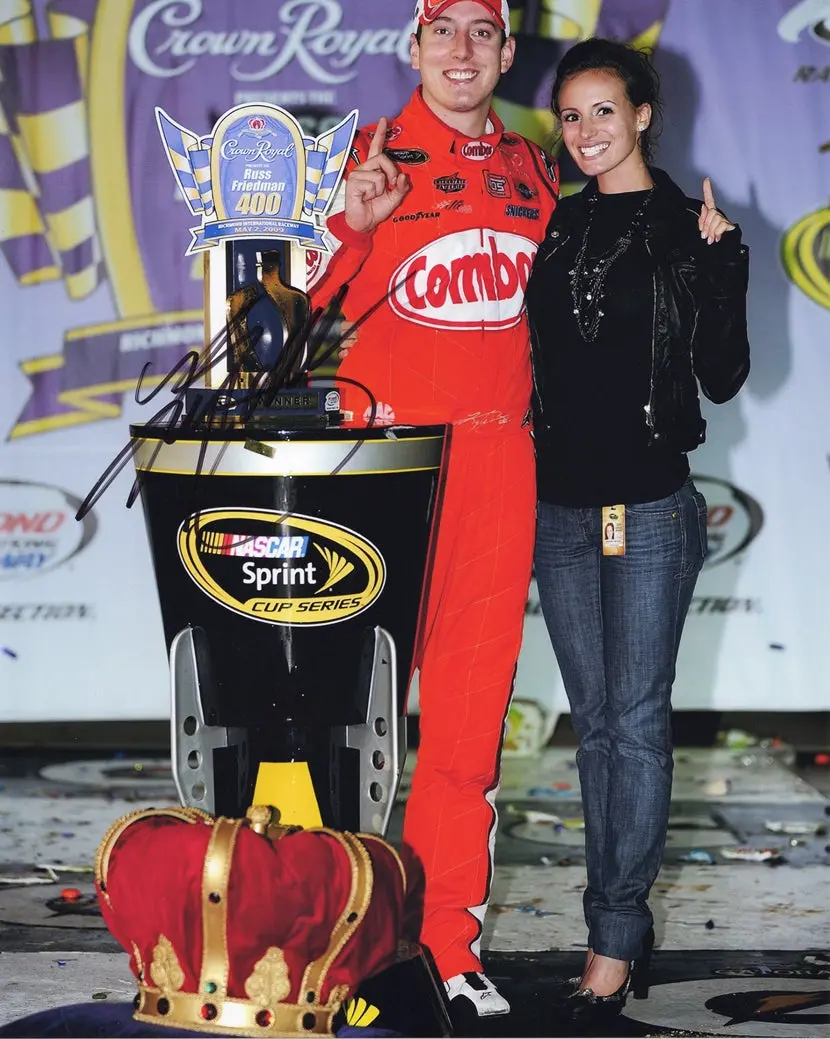 Autographed 2009 Kyle Busch #18 Combos Racing Richmond Race Win (Crown Royal 400 Victory Lane Trophy) Signed 8X10 Inch Picture Nascar Glossy Photo With Coa 1